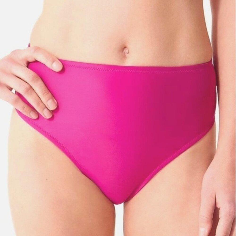 NWT J. Crew Hallie High Waist Moderate Coverage Bikini Bottoms Radiant Fuchsia M